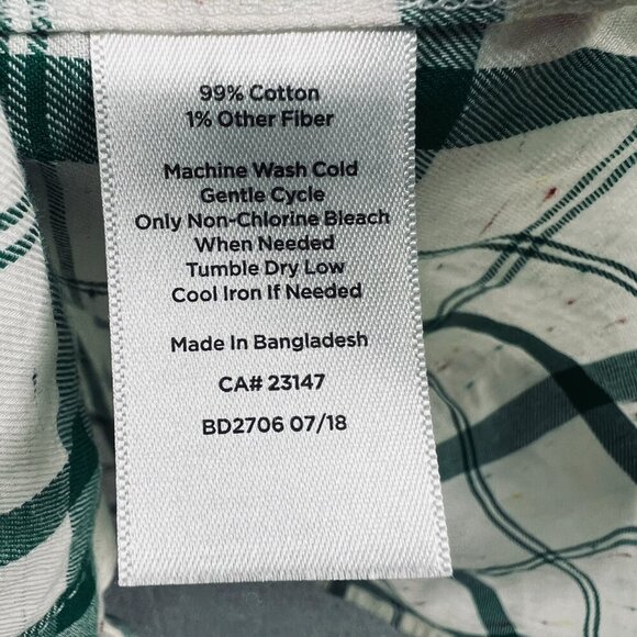 Talbots Womens Top Extra Large Cream Green Long Sleeve Button Front Shirt - Picture 4 of 8